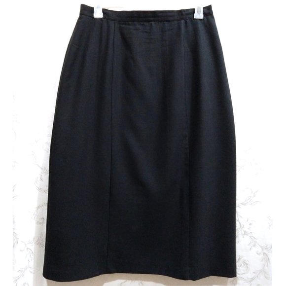 SOLDVintage 70s Back Box Pleated Tab Skirt 32 Dark Academia Gothic Classic Black - Picture 2 of 5